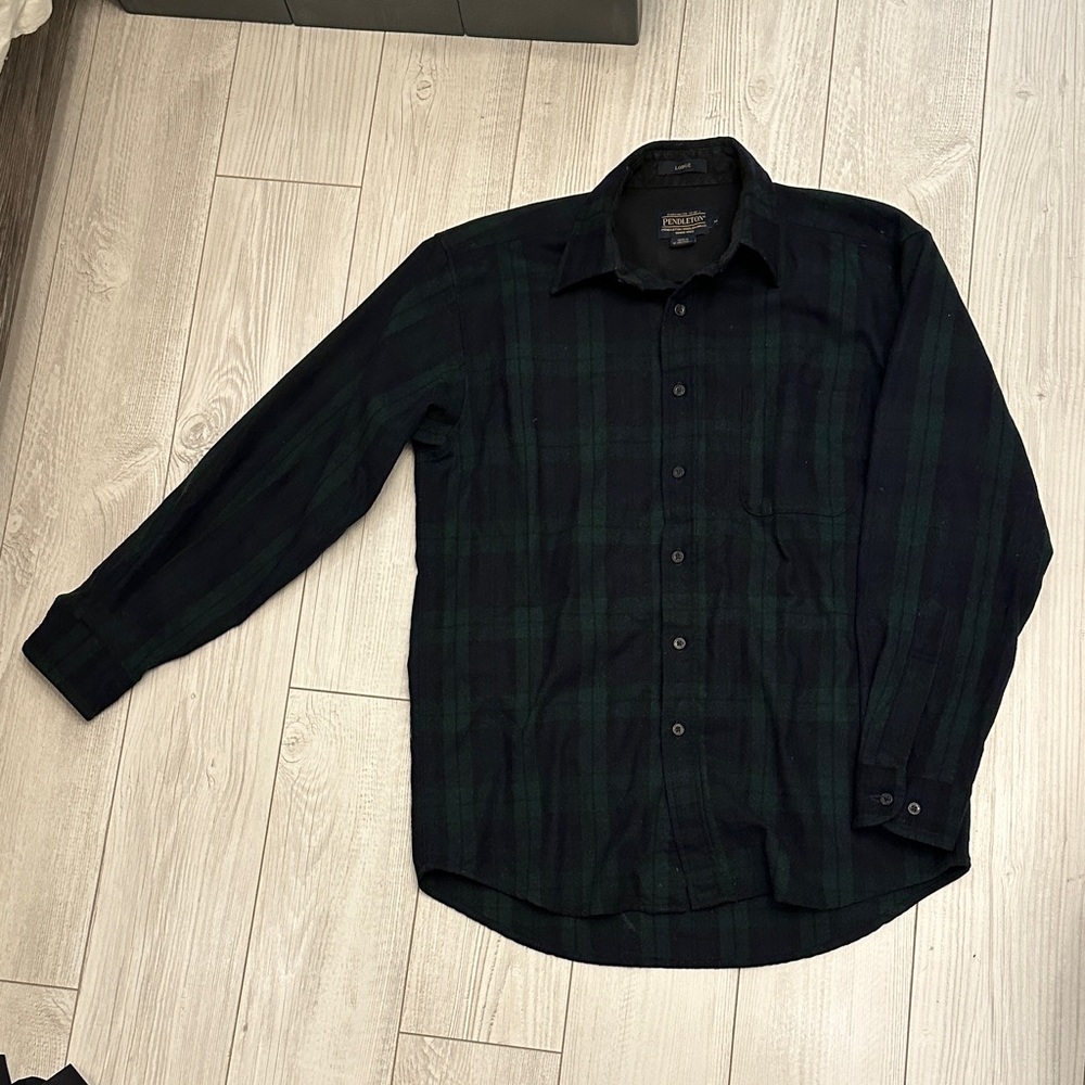 Pendleton Black and Green Plaid Casual Shirt